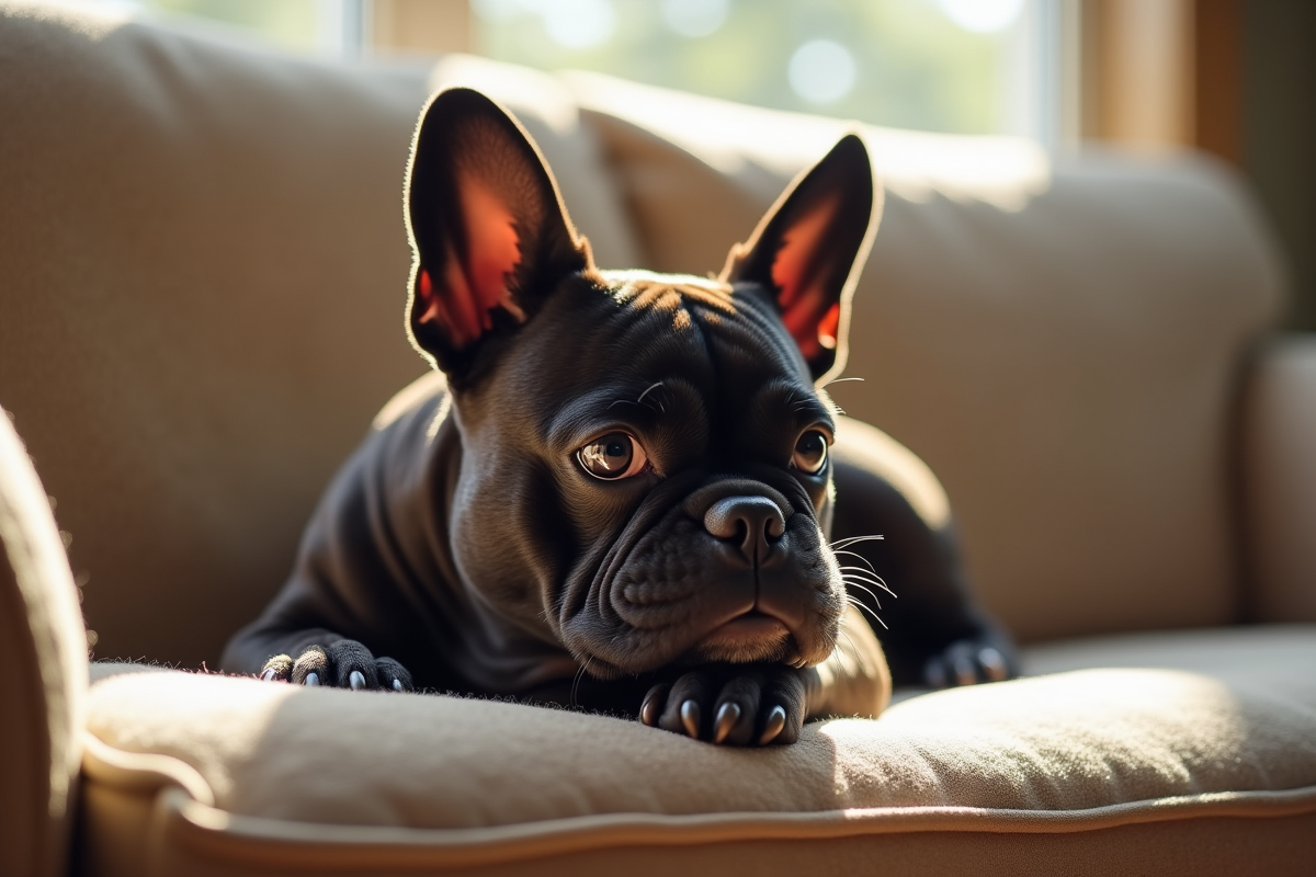 Bulldog francais exotique au repos a la maison