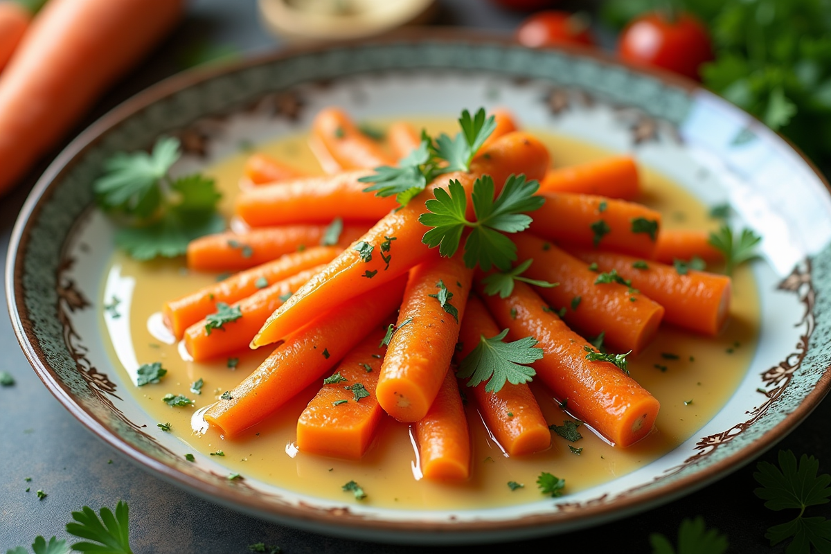 Gros plan sur des carottes vichy avec ingrédients frais