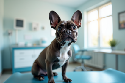 Bulldog francais exotique en consultation veterinaire