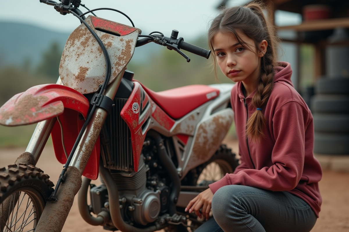 Jeune fille vérifiant le filtre à air d