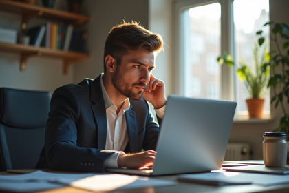 Jeune professionnel travaillant à domicile dans un bureau moderne