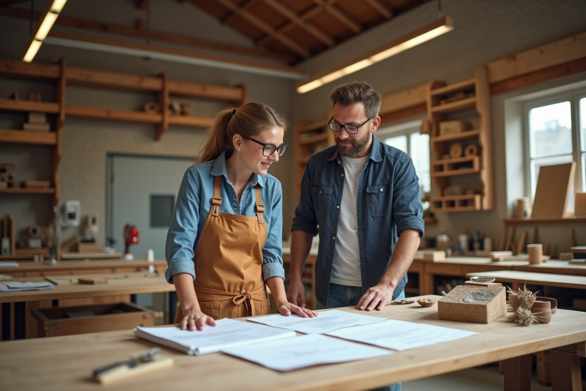 Femme artisan et agent d