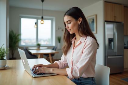 Jeune femme utilisant un ordinateur portable pour gérer ses finances