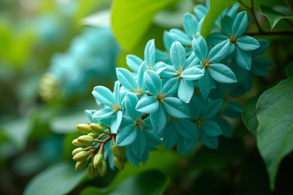 Jade vine en fleurs turquoise en gros plan