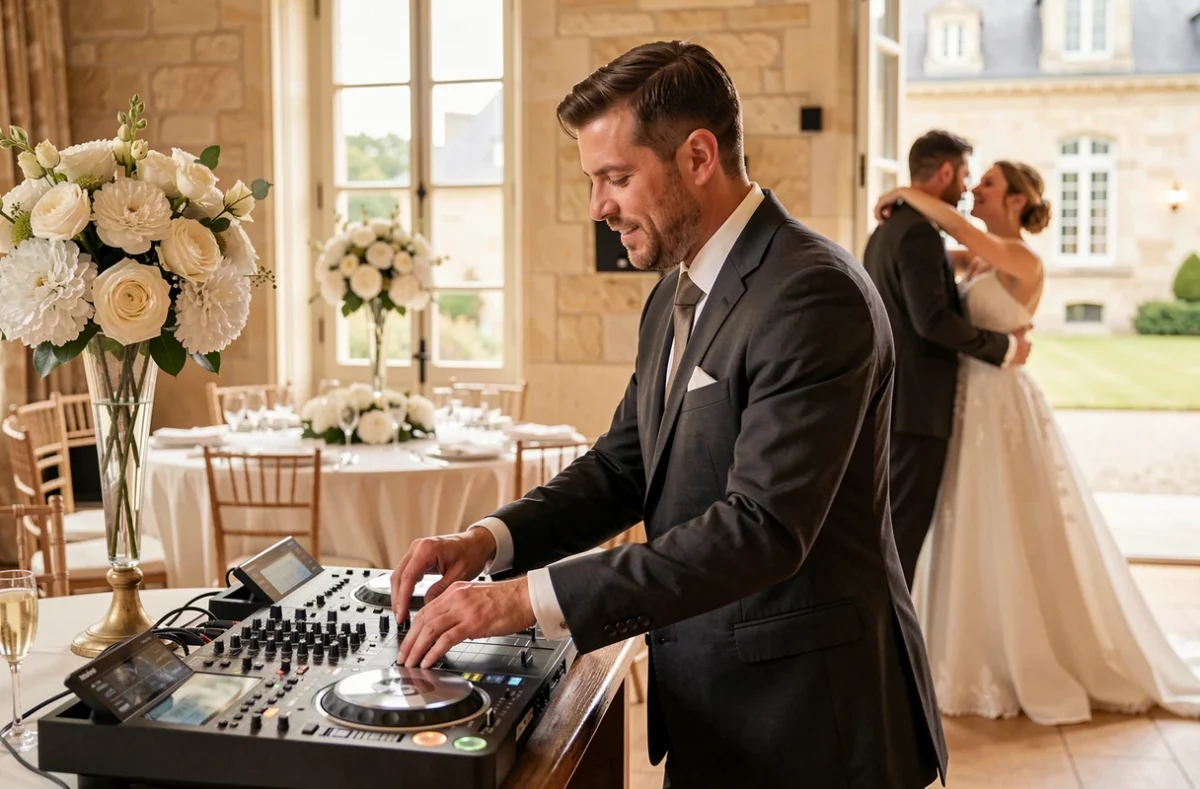 DJ Galaxy Production spécialiste mariage en prestation dans un château près de Guînes avec décor de réception élégant