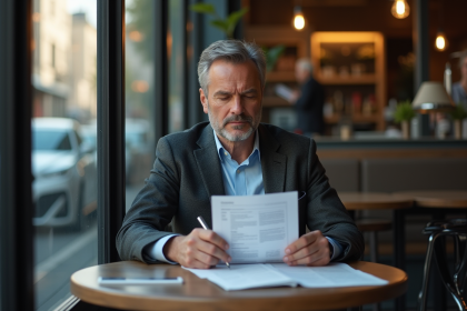 Homme d'affaires pensif dans un cafe parisien