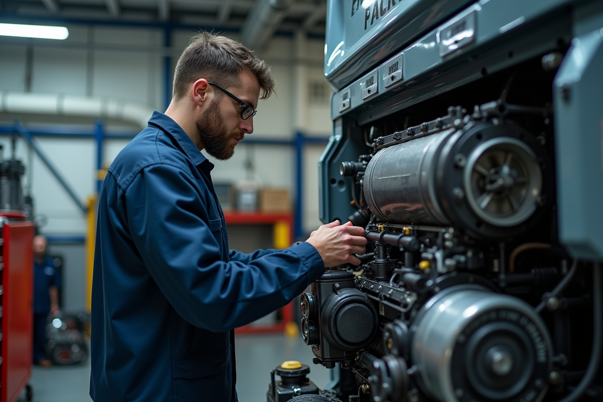 Mécanicien inspectant le moteur d