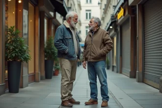 Deux Parisiens d'âge moyen dans le centre commercial Montparnasse
