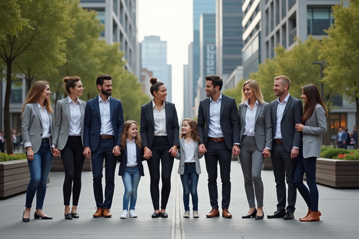 Groupe de professionnels urbains après le travail