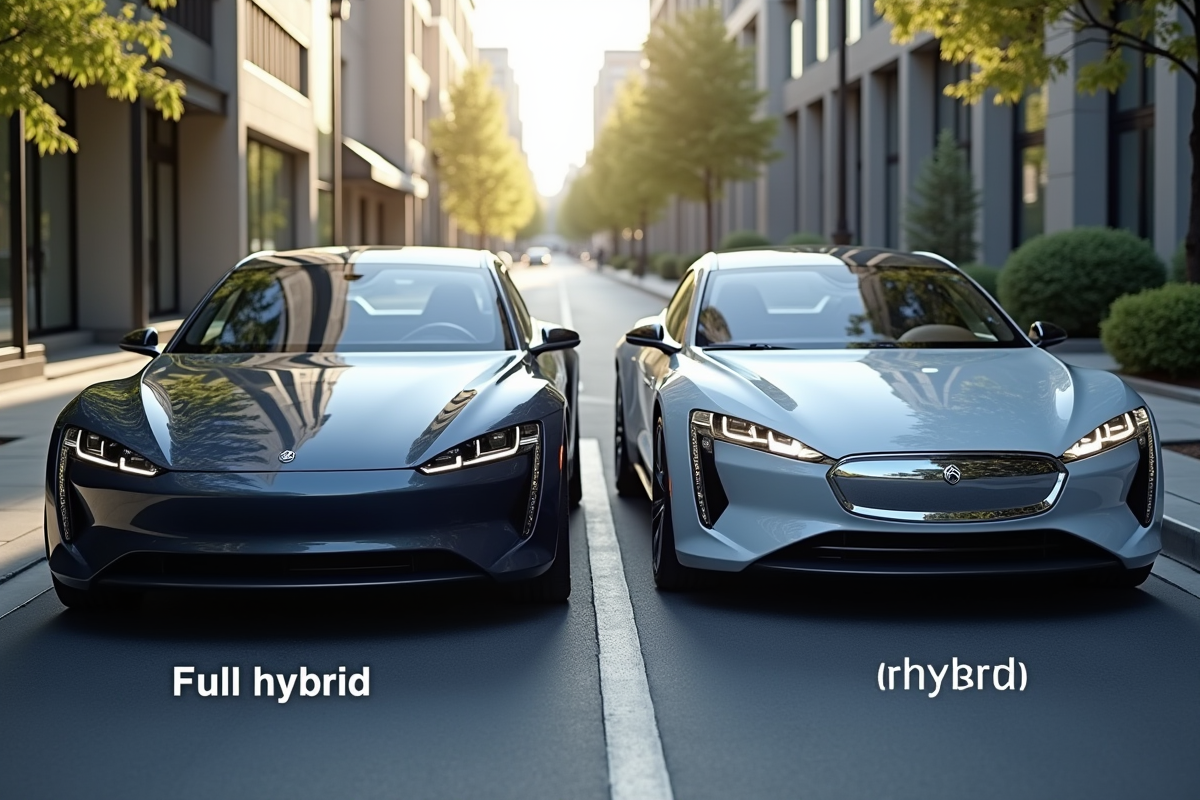 Deux voitures hybrides garées en ville avec design moderne